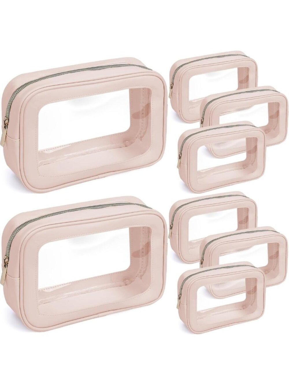 8 Pack Clear Toiletry Bags - TSA Approved Waterproof Makeup Pouches for Travel